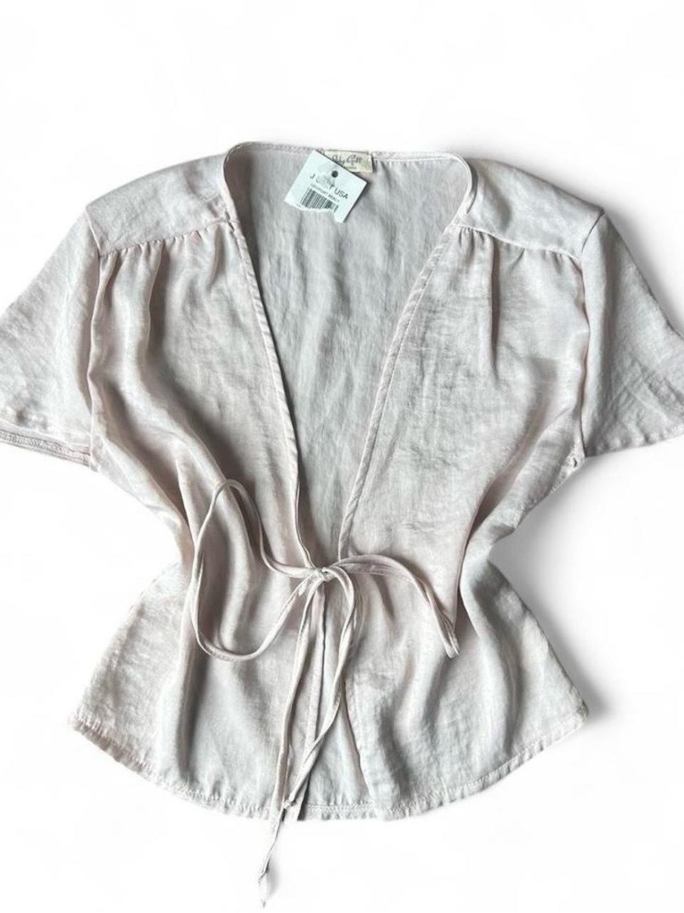 John Galt Brandy Melville Blush Pink Satin Wrap Top